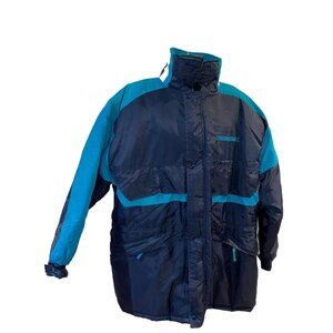 The Toronto Star Newspaper Men’s Winter Coat Parka Navy Aqua Blue XXL Vintage